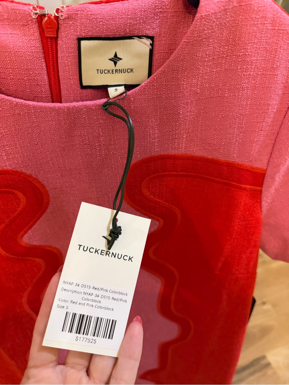 New: Tuckernuck Wavy Pink and Red Maxi Dress - size small - Picture 5 of 5